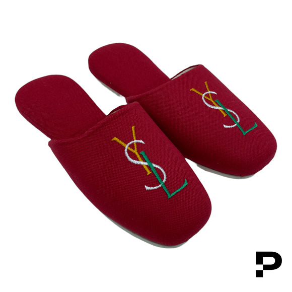 ? Yves Saint Laurent YSL Twill Logo Slipper - Red main image 5